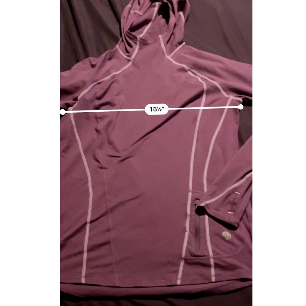 Mountain Hardwear Women Purple Long Sleeve Hooded Pullover Thumbhole OL3726 MD - Picture 4 of 8